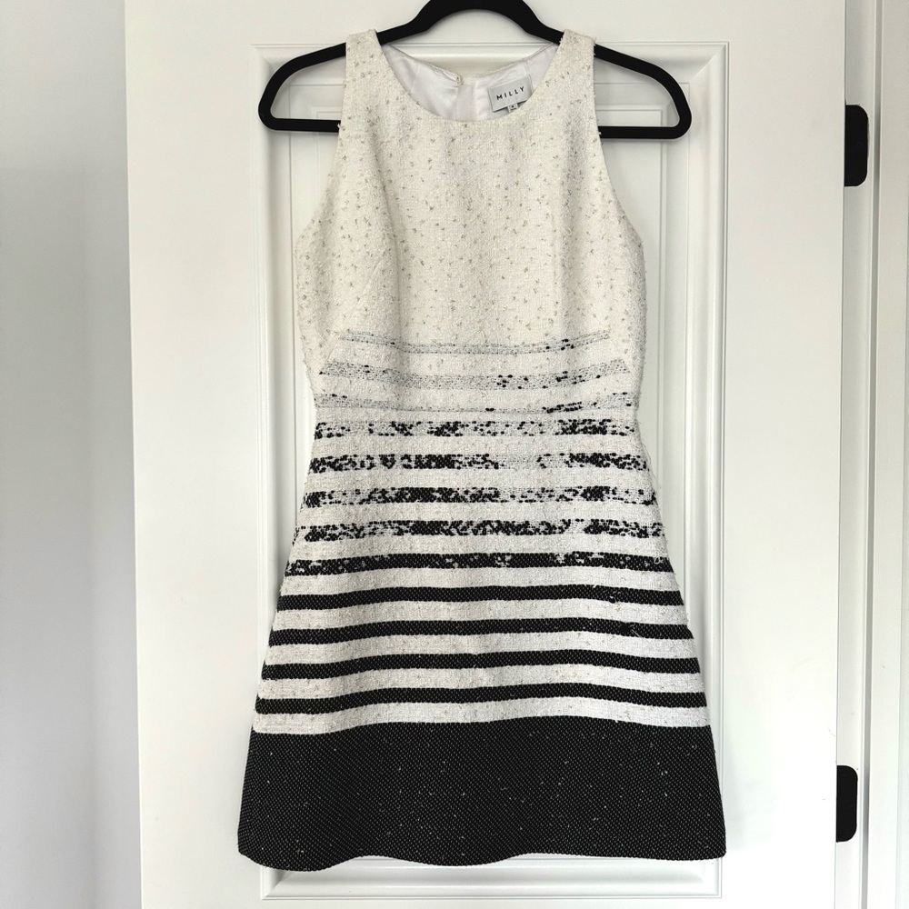 Milly Black and White Striped Dress, Size 4